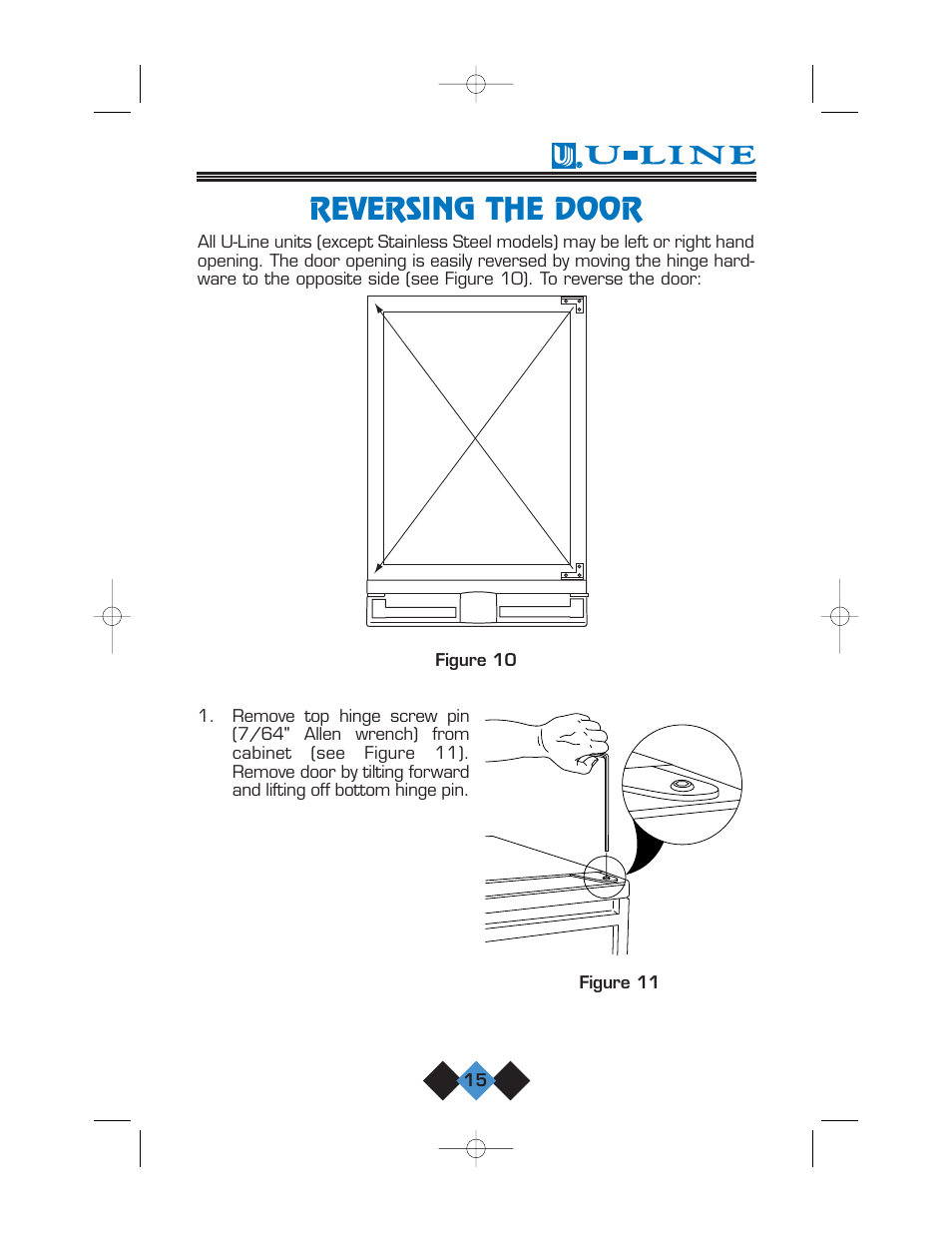 Reversing the door | U-Line CLR2060 User Manual | Page 17 / 44