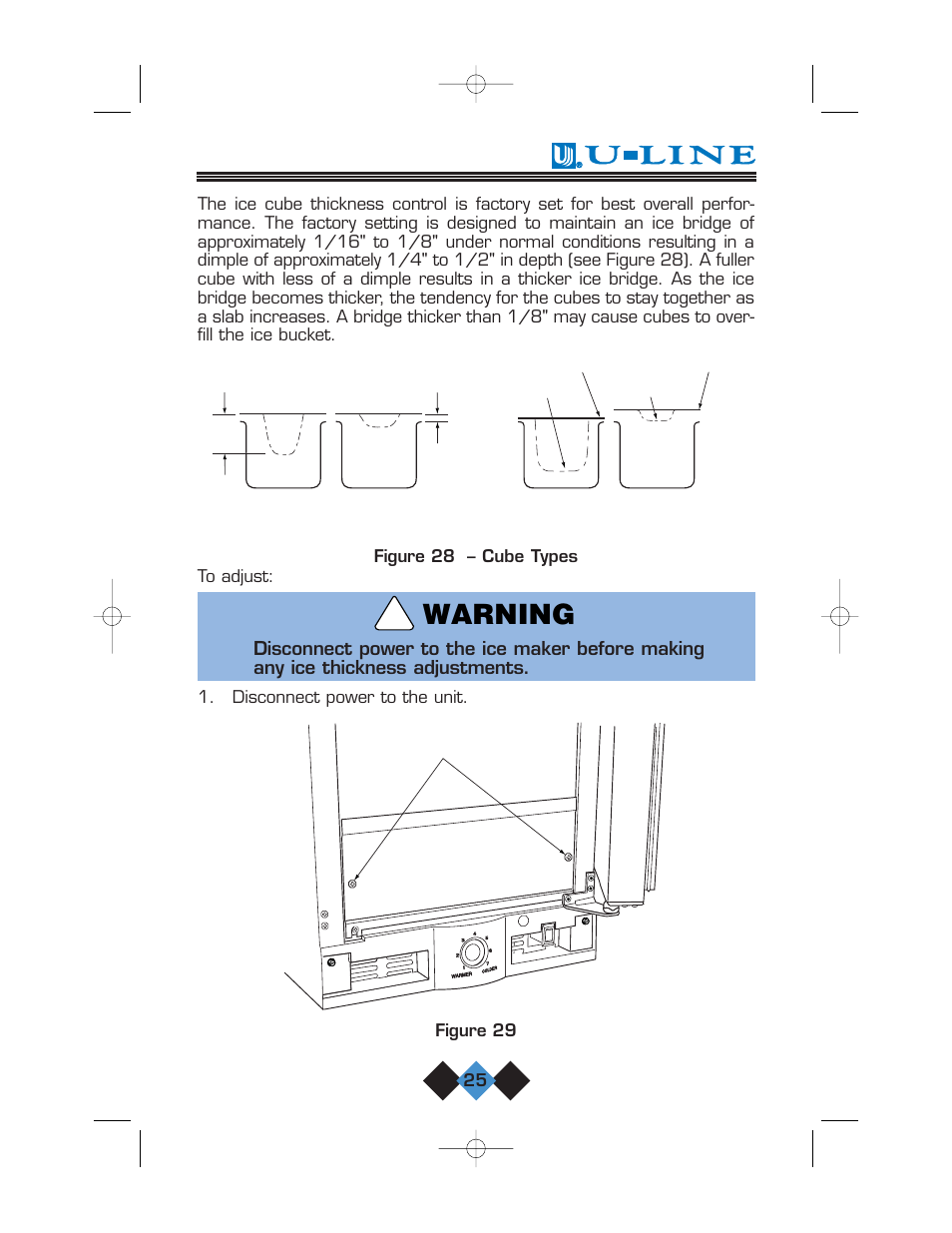 Warning, Disconnect power to the unit. figure 29 | U-Line CLR2060 User Manual | Page 27 / 44