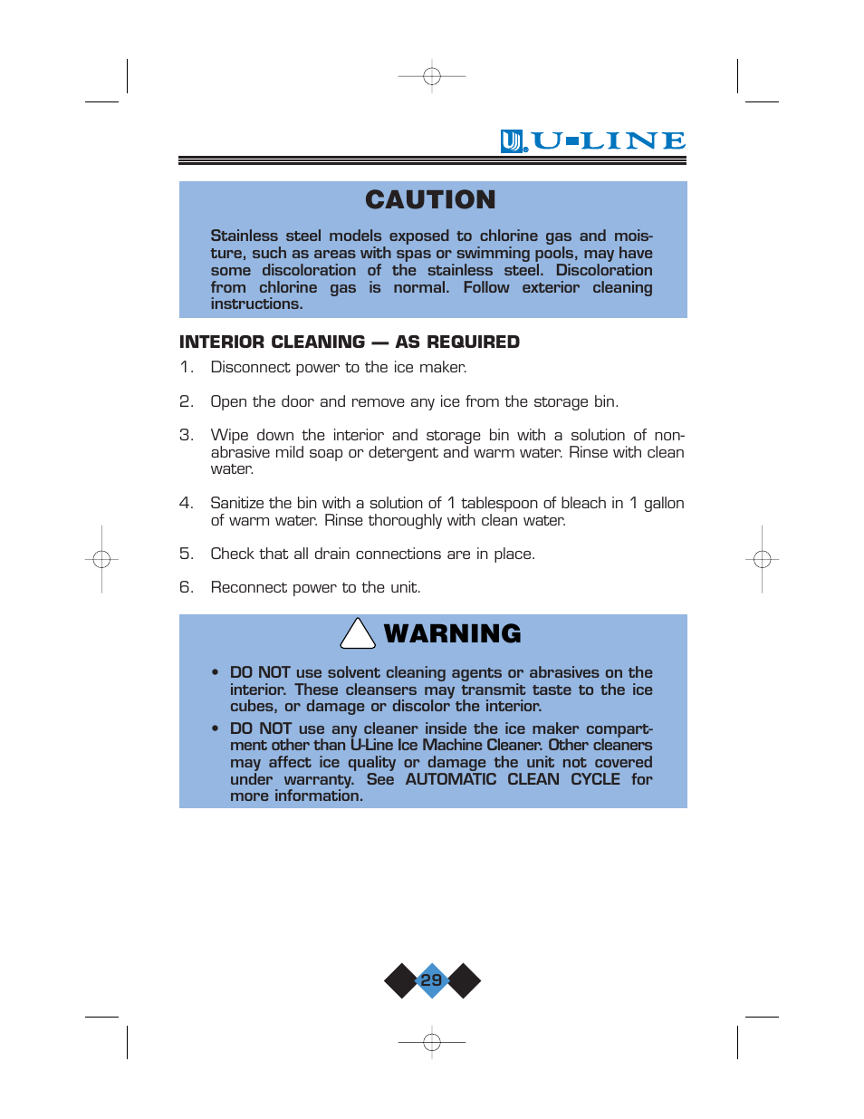Warning caution | U-Line CLR2060 User Manual | Page 31 / 44