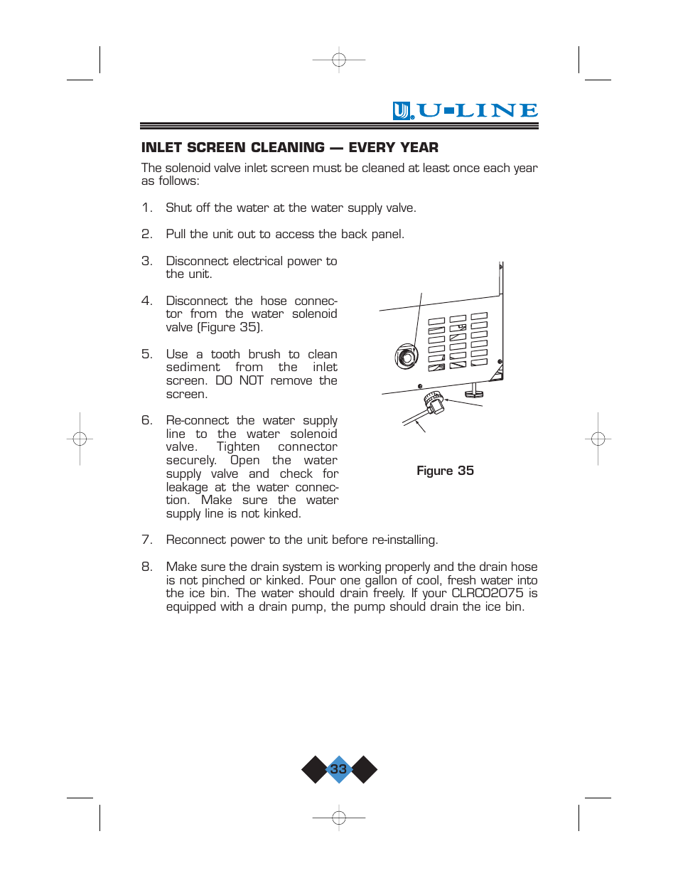 U-Line CLR2060 User Manual | Page 35 / 44