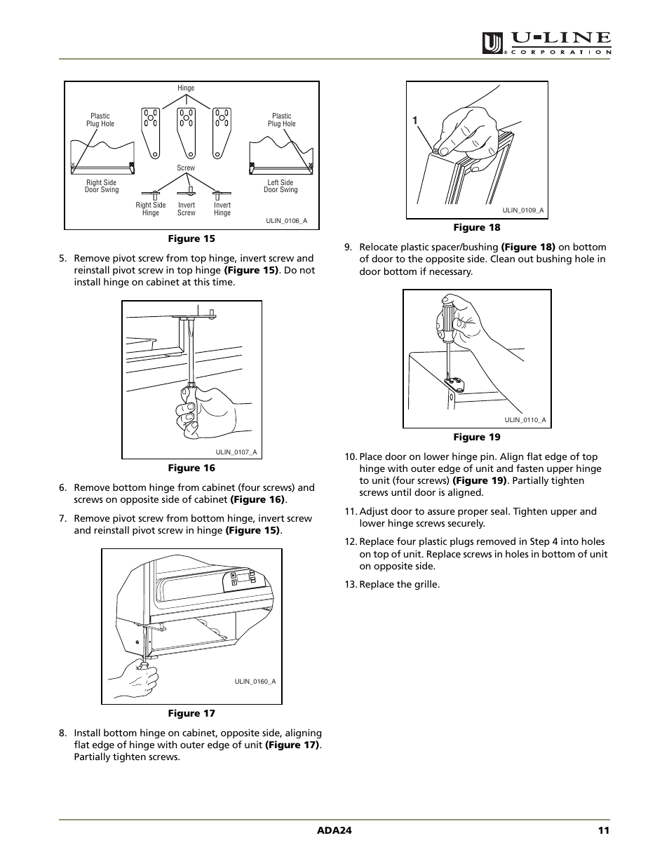 Ada series | U-Line ADA SERIES ADA24R User Manual | Page 13 / 20