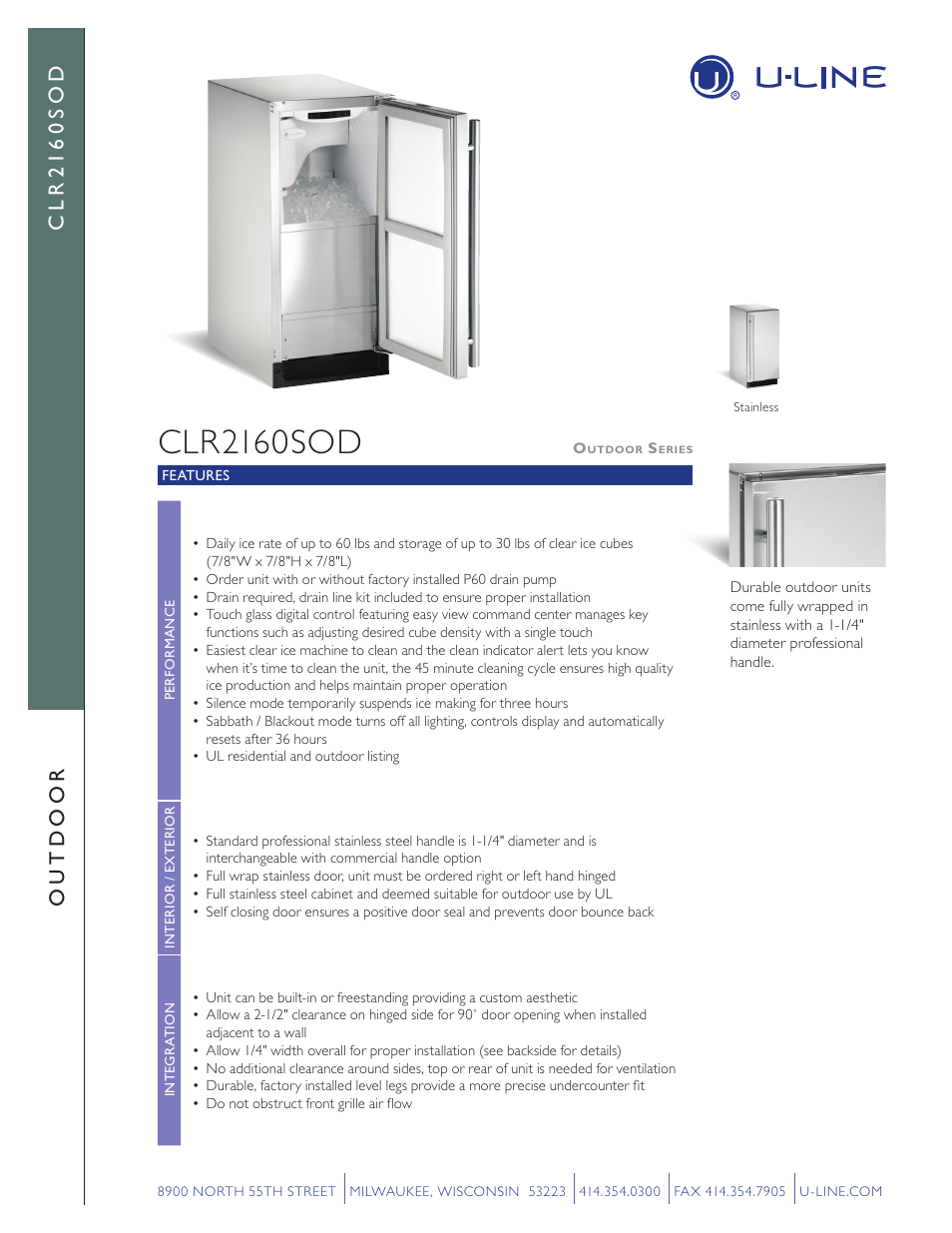 U-Line CLR2160SOD User Manual | 2 pages