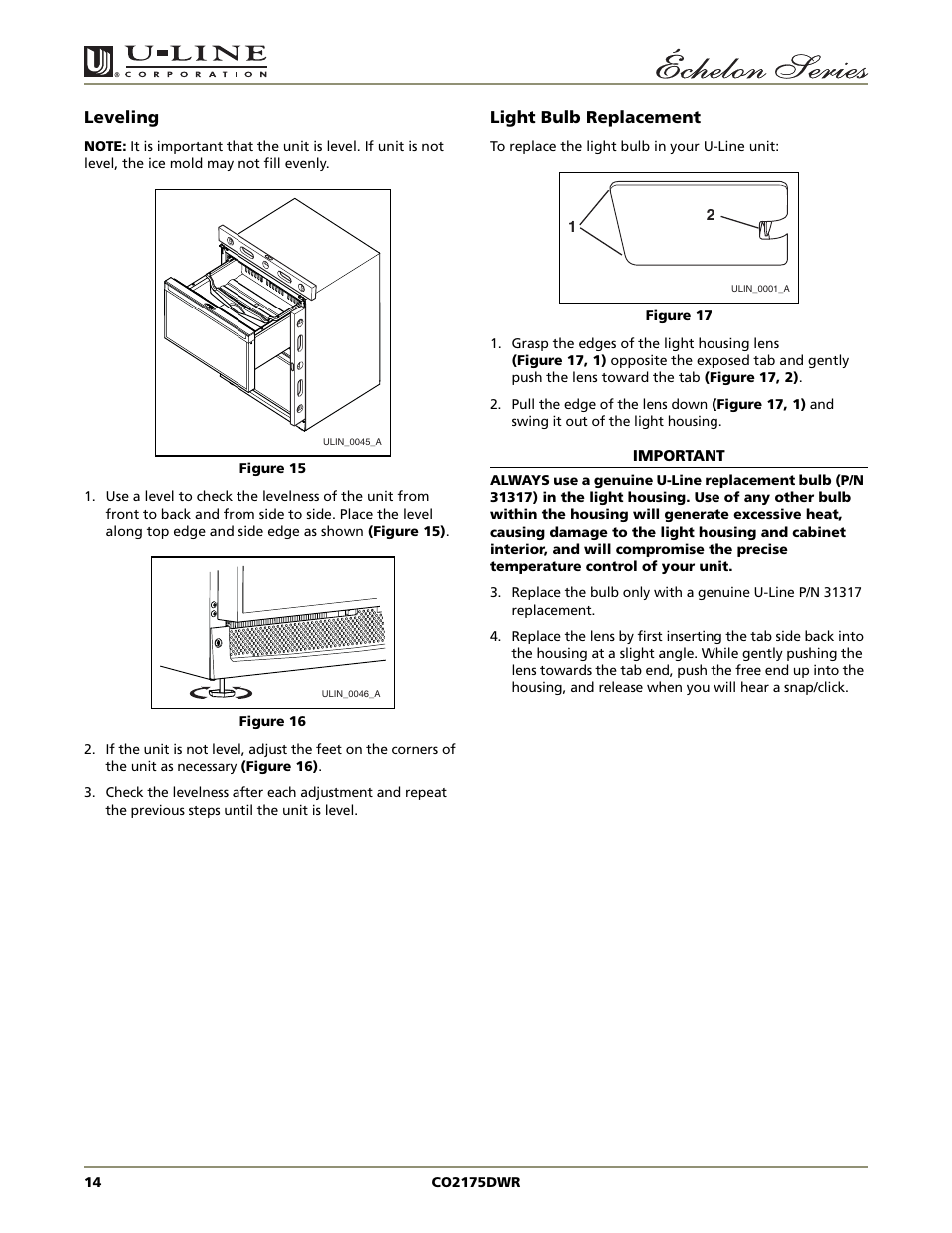 U-Line CO2175DWR User Manual | Page 14 / 20