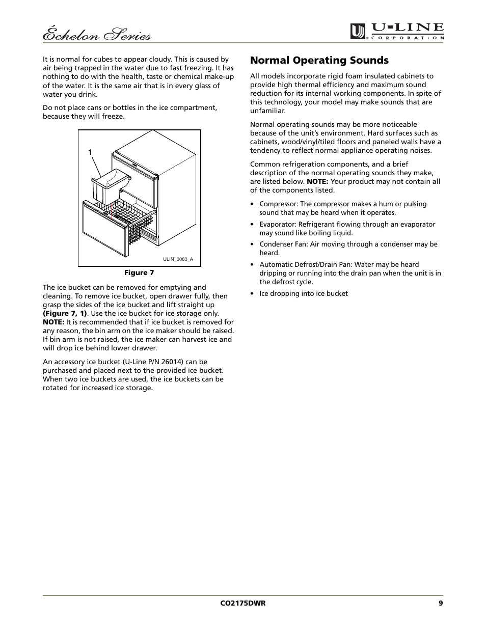 Normal operating sounds | U-Line CO2175DWR User Manual | Page 9 / 20