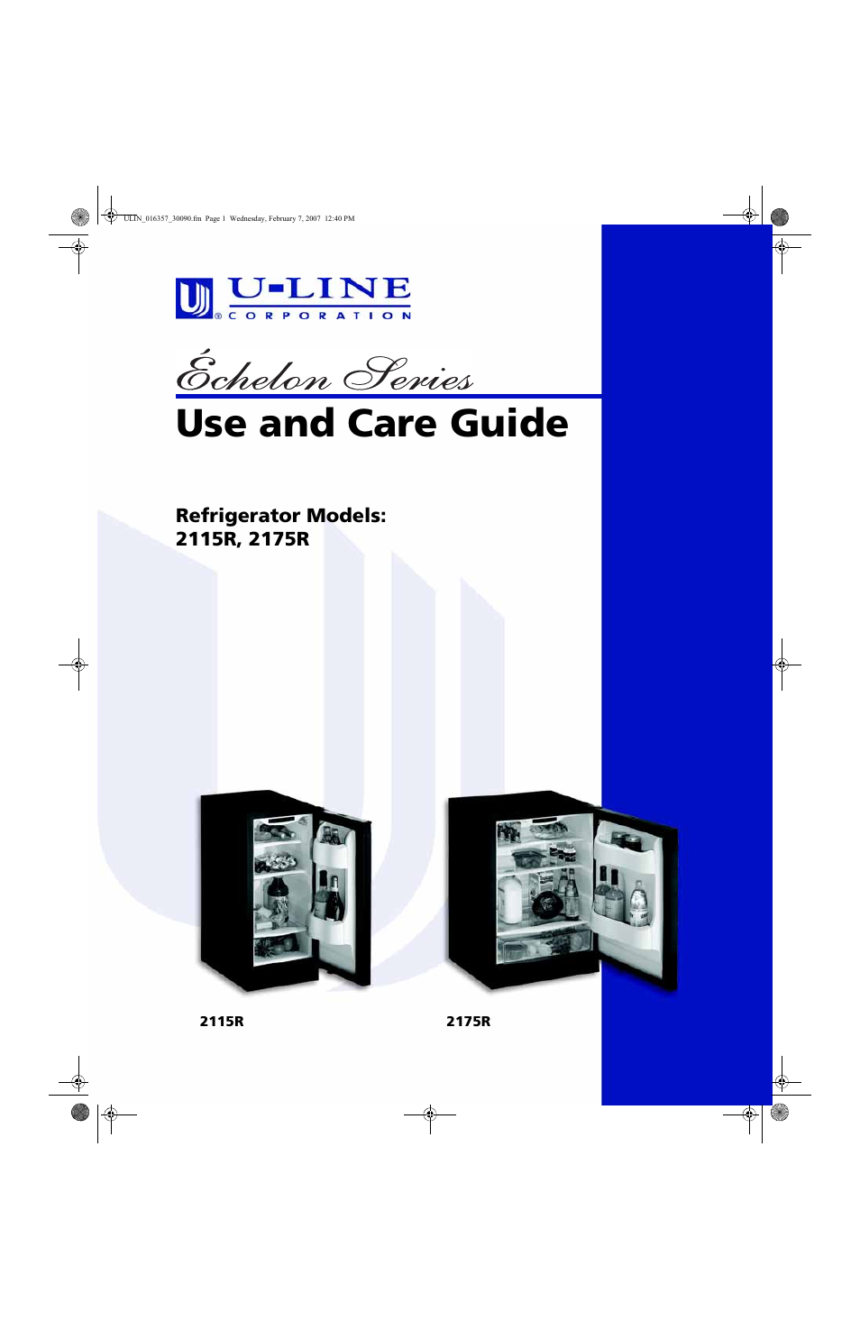 U-Line 2115R User Manual | 20 pages
