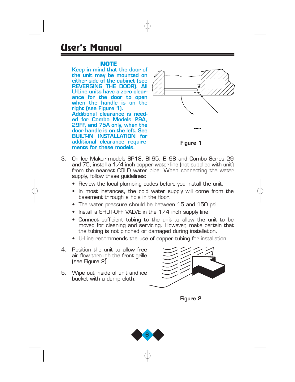 User’s manual | U-Line Refrigerator/Ice-Maker Combos User Manual | Page 8 / 38