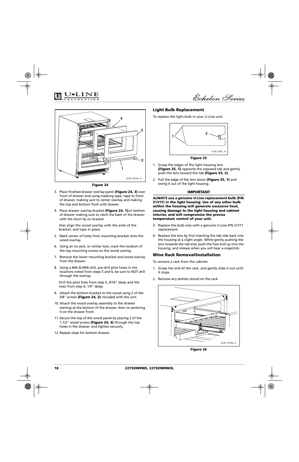 U-Line 2275DWRWS User Manual | Page 18 / 24