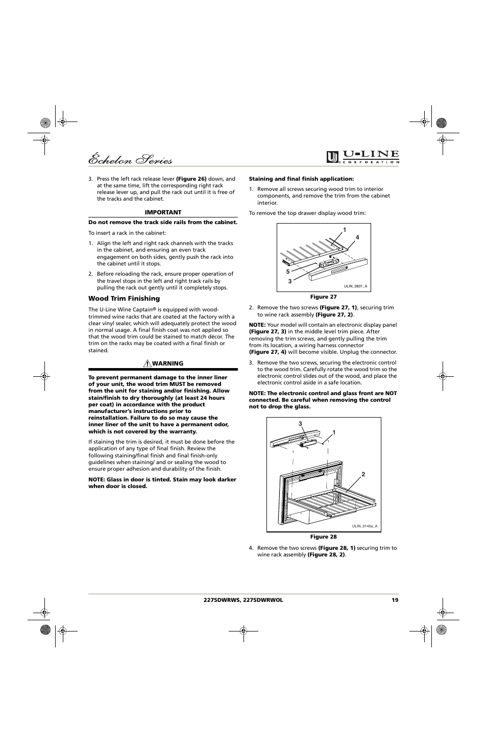U-Line 2275DWRWS User Manual | Page 19 / 24