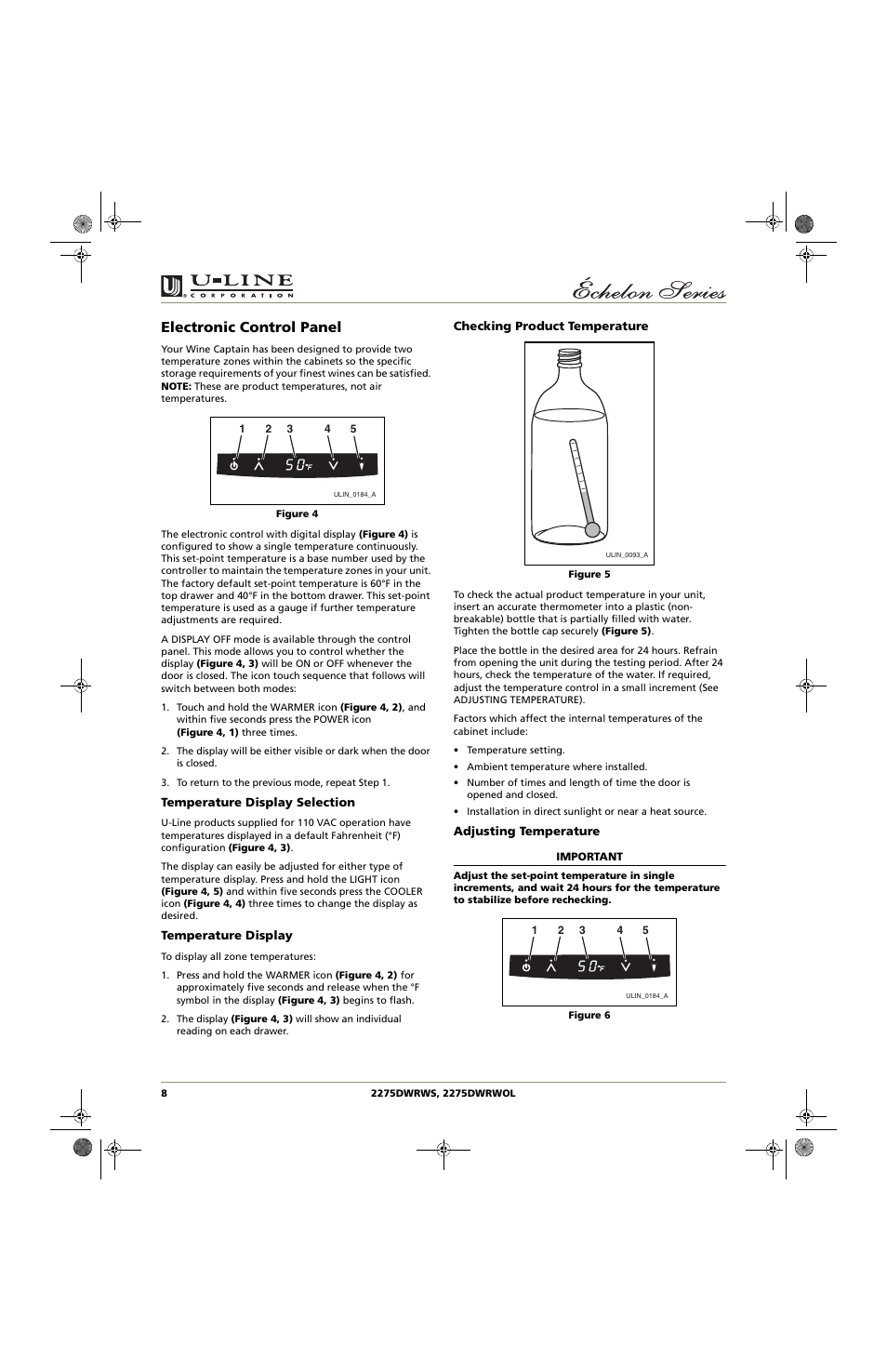 Electronic control panel | U-Line 2275DWRWS User Manual | Page 8 / 24