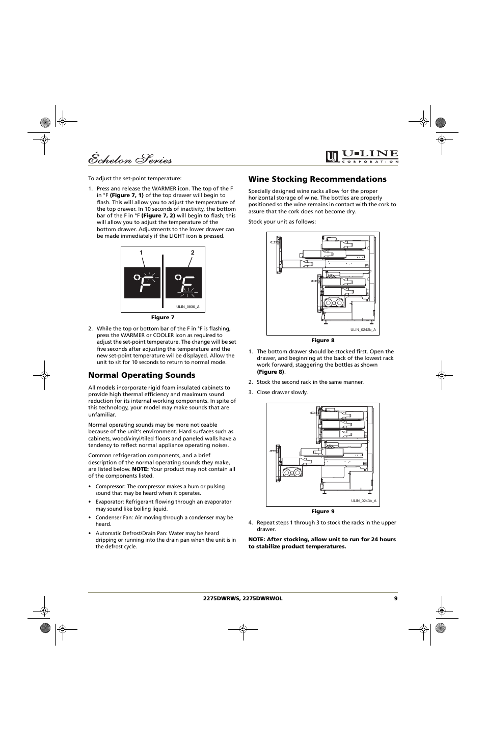 Normal operating sounds, Wine stocking recommendations | U-Line 2275DWRWS User Manual | Page 9 / 24