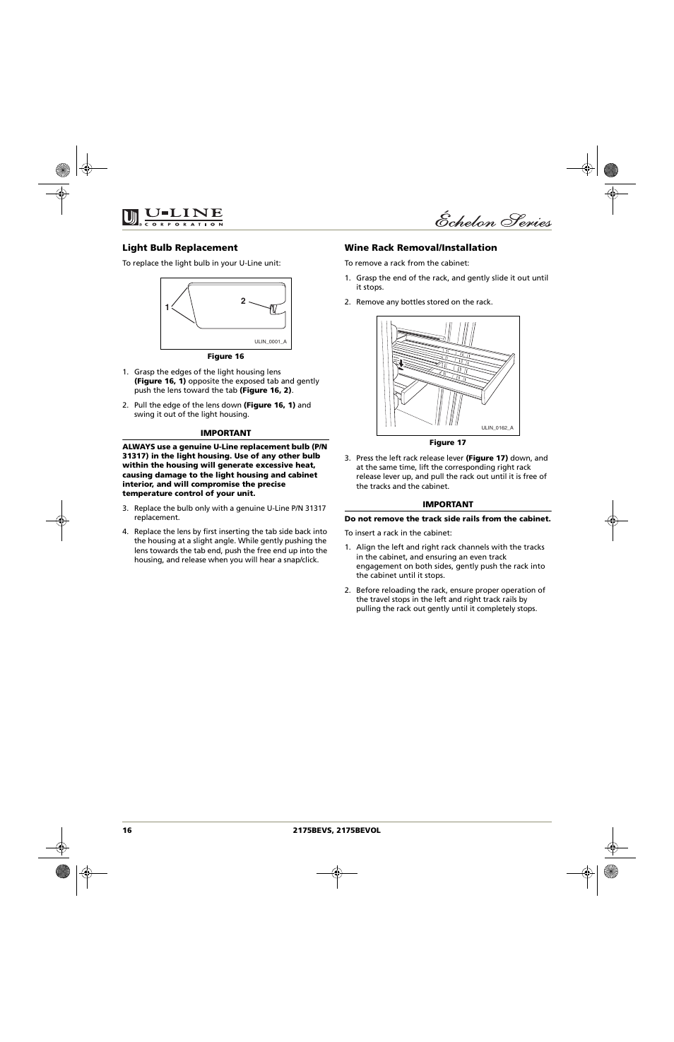 U-Line 2175BEVOL User Manual | Page 16 / 24