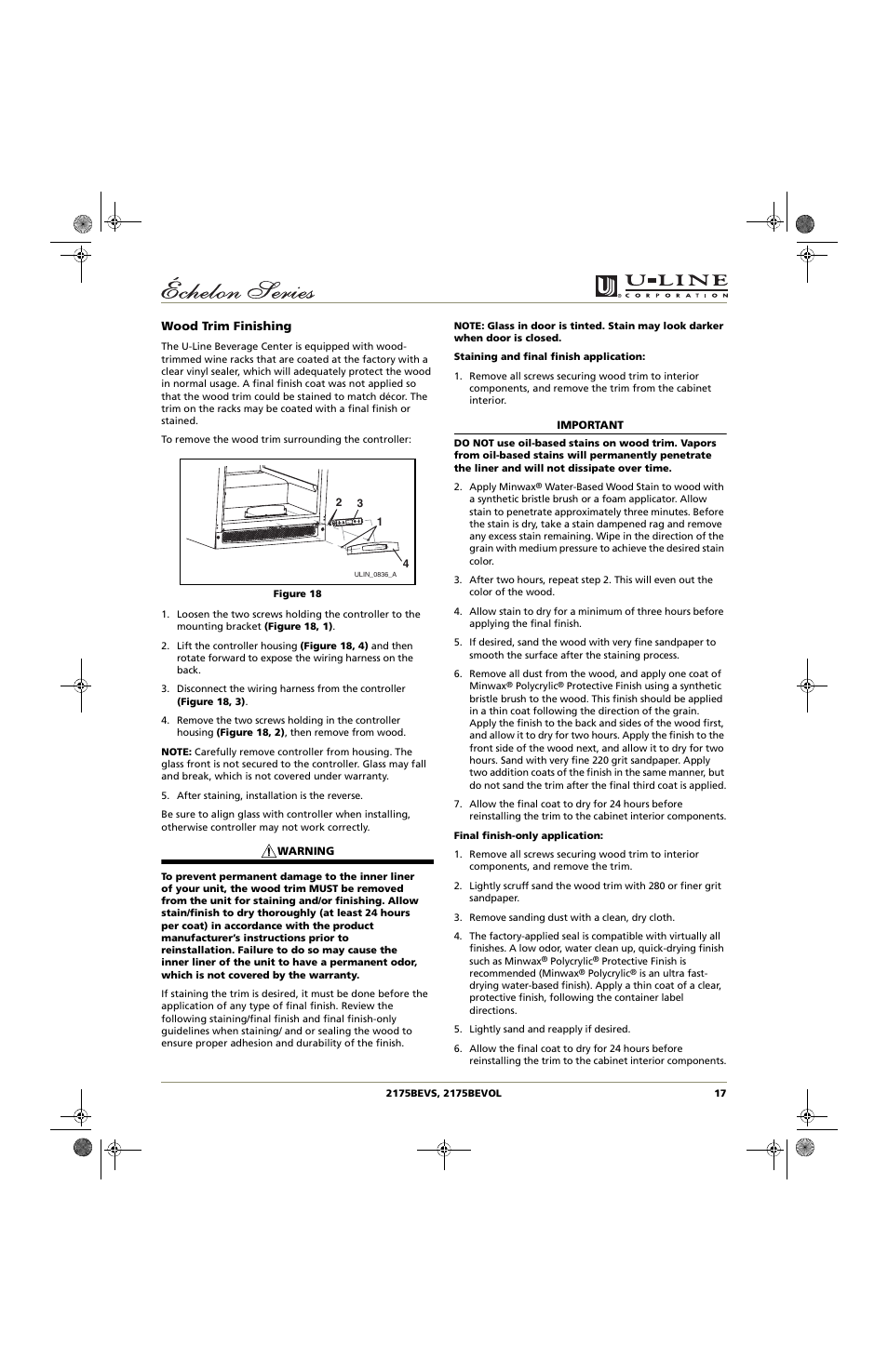 U-Line 2175BEVOL User Manual | Page 17 / 24