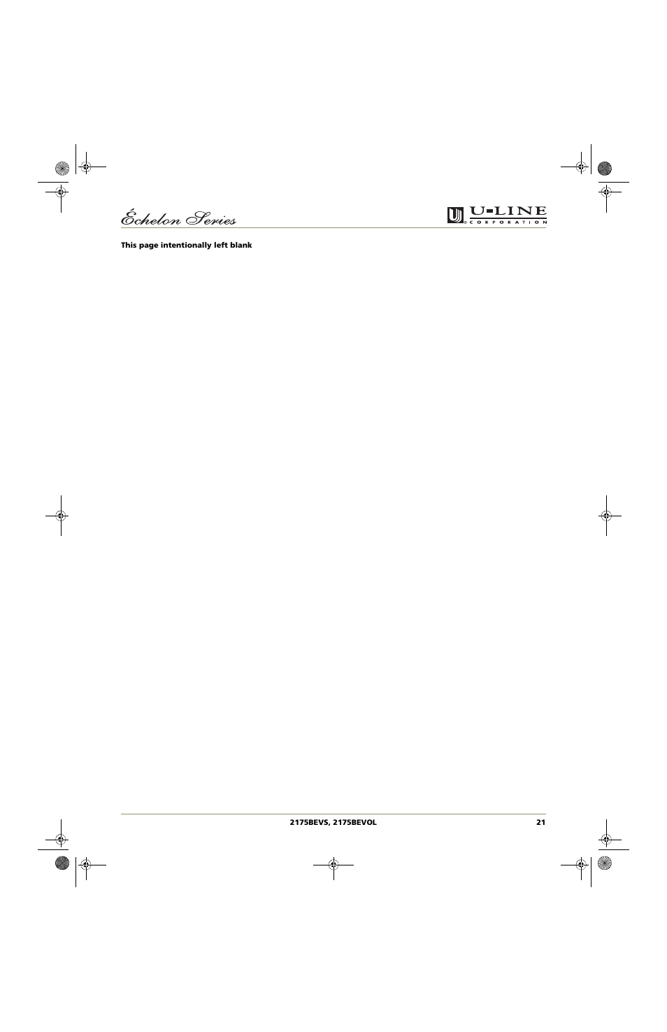 U-Line 2175BEVOL User Manual | Page 21 / 24