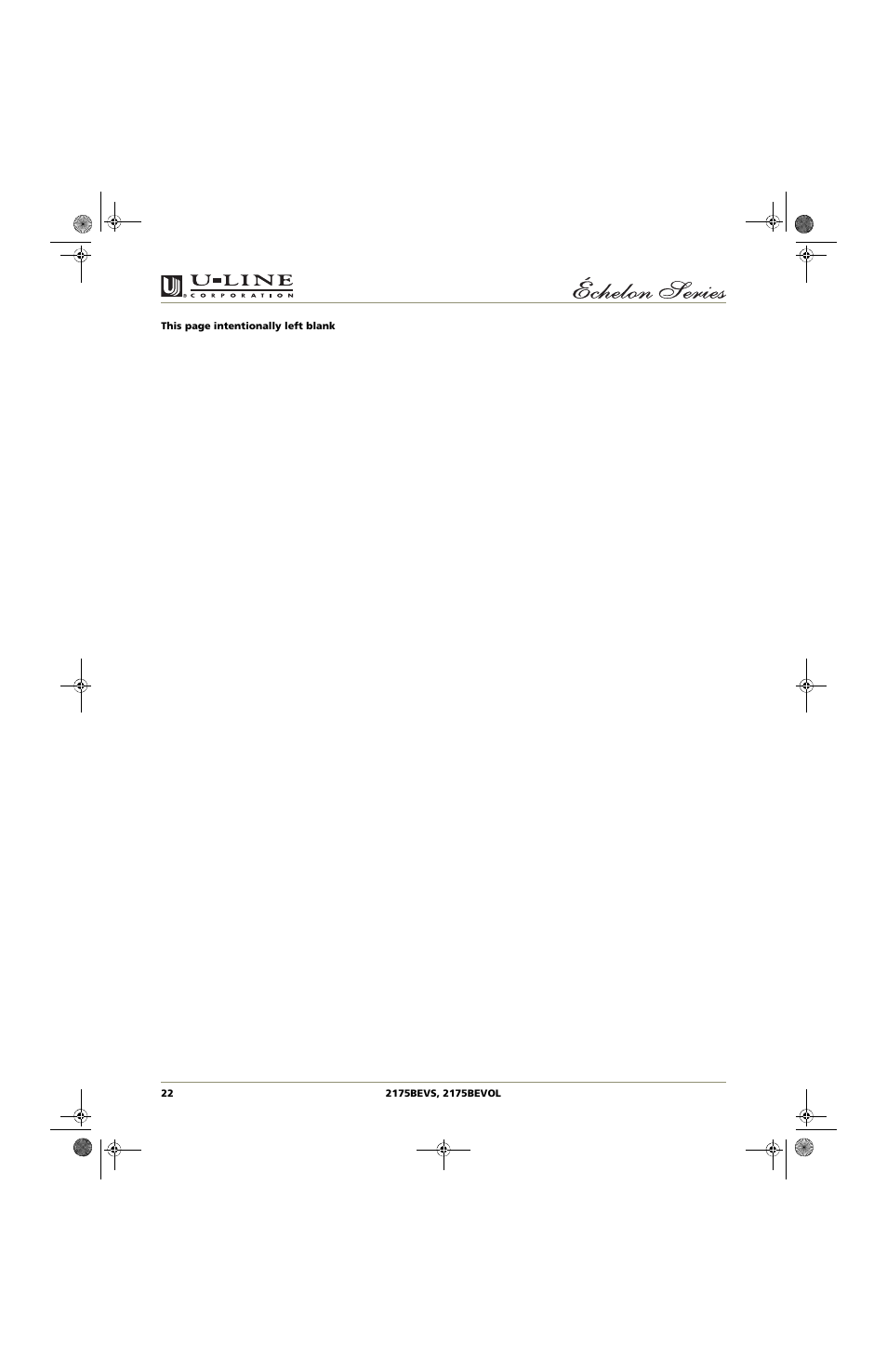 U-Line 2175BEVOL User Manual | Page 22 / 24