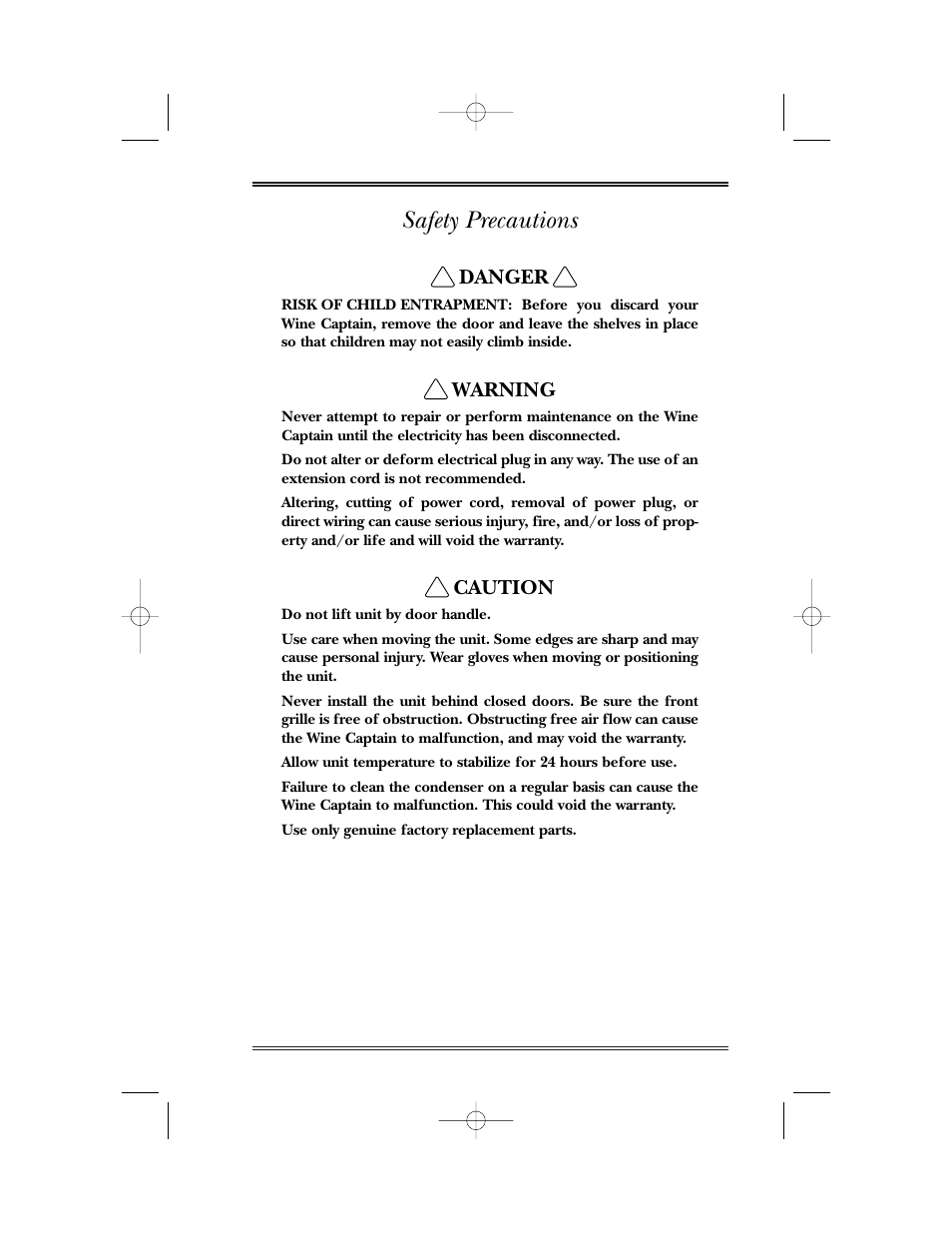 Safety precautions, Caution, Warning | Danger | U-Line 15WC User Manual | Page 10 / 18