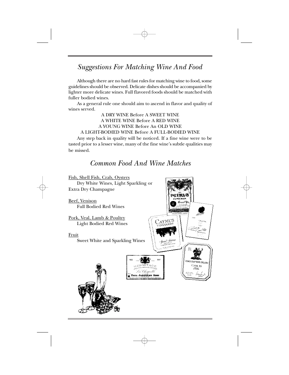 Suggestions for matching wine and food, Common food and wine matches | U-Line 15WC User Manual | Page 7 / 18