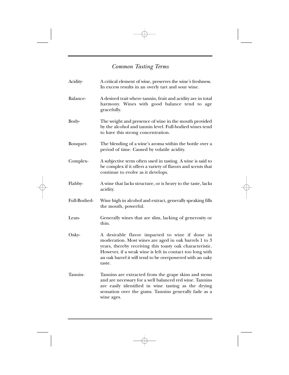 Common tasting terms | U-Line 15WC User Manual | Page 9 / 18