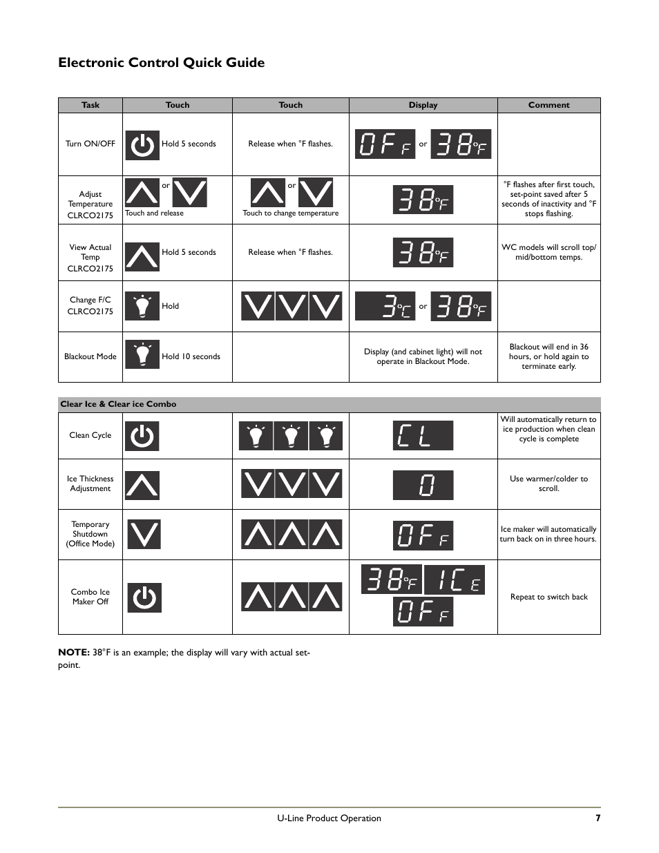 Electronic control quick guide | U-Line CLR2160 STAINLESS User Manual | Page 9 / 20