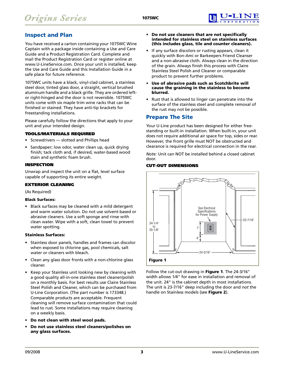 Inspect and plan, Prepare the site | U-Line 1075WC User Manual | Page 3 / 8