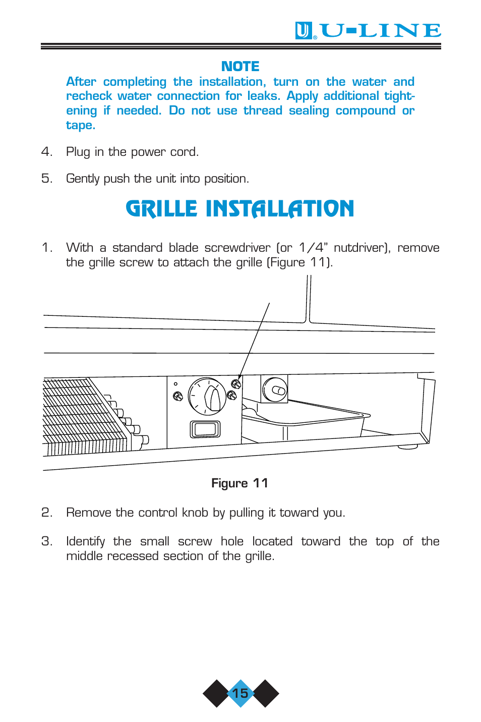 Grille installation | U-Line ICE-MAKER User Manual | Page 17 / 56
