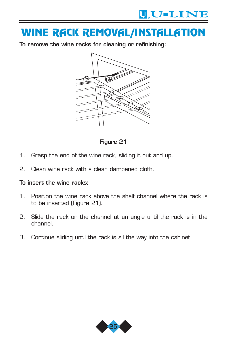 Wine rack removal/installation | U-Line ICE-MAKER User Manual | Page 27 / 56