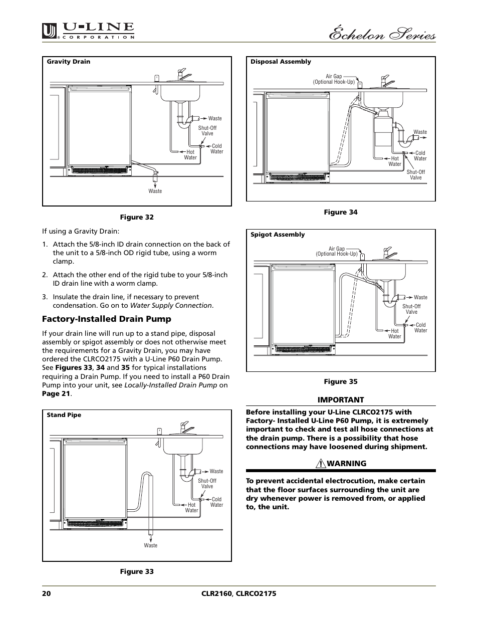 Factory-installed drain pump | U-Line CLRCO2175 User Manual | Page 20 / 28