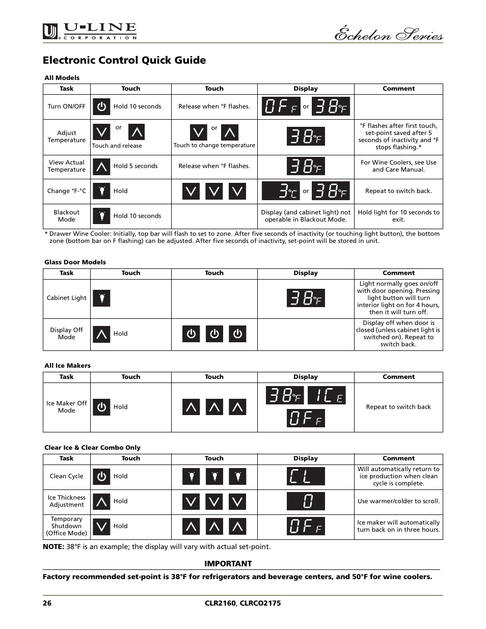 Electronic control quick guide | U-Line CLRCO2175 User Manual | Page 26 / 28