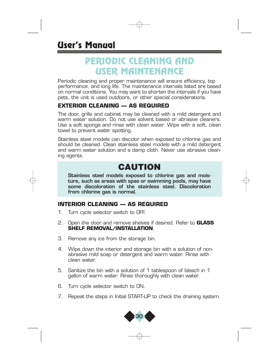 Periodic cleaning and user maintenance, Caution | U-Line CLRCO2075 User Manual | Page 32 / 48