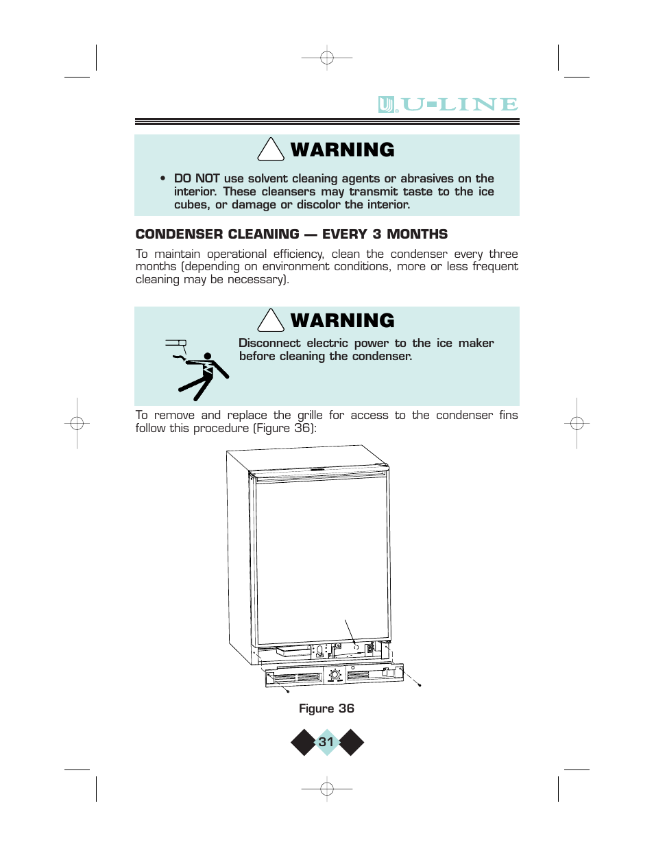Warning | U-Line CLRCO2075 User Manual | Page 33 / 48
