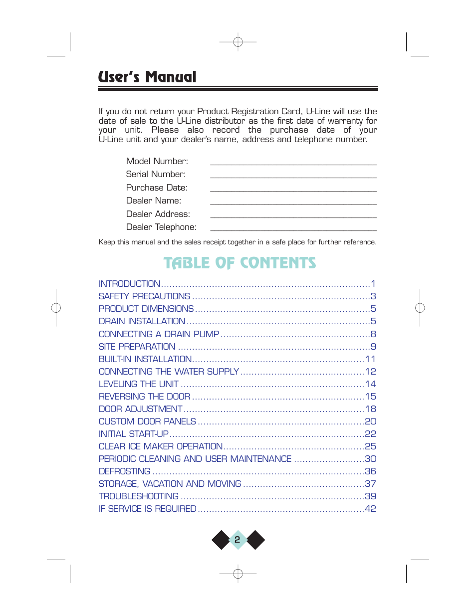 U-Line CLRCO2075 User Manual | Page 4 / 48