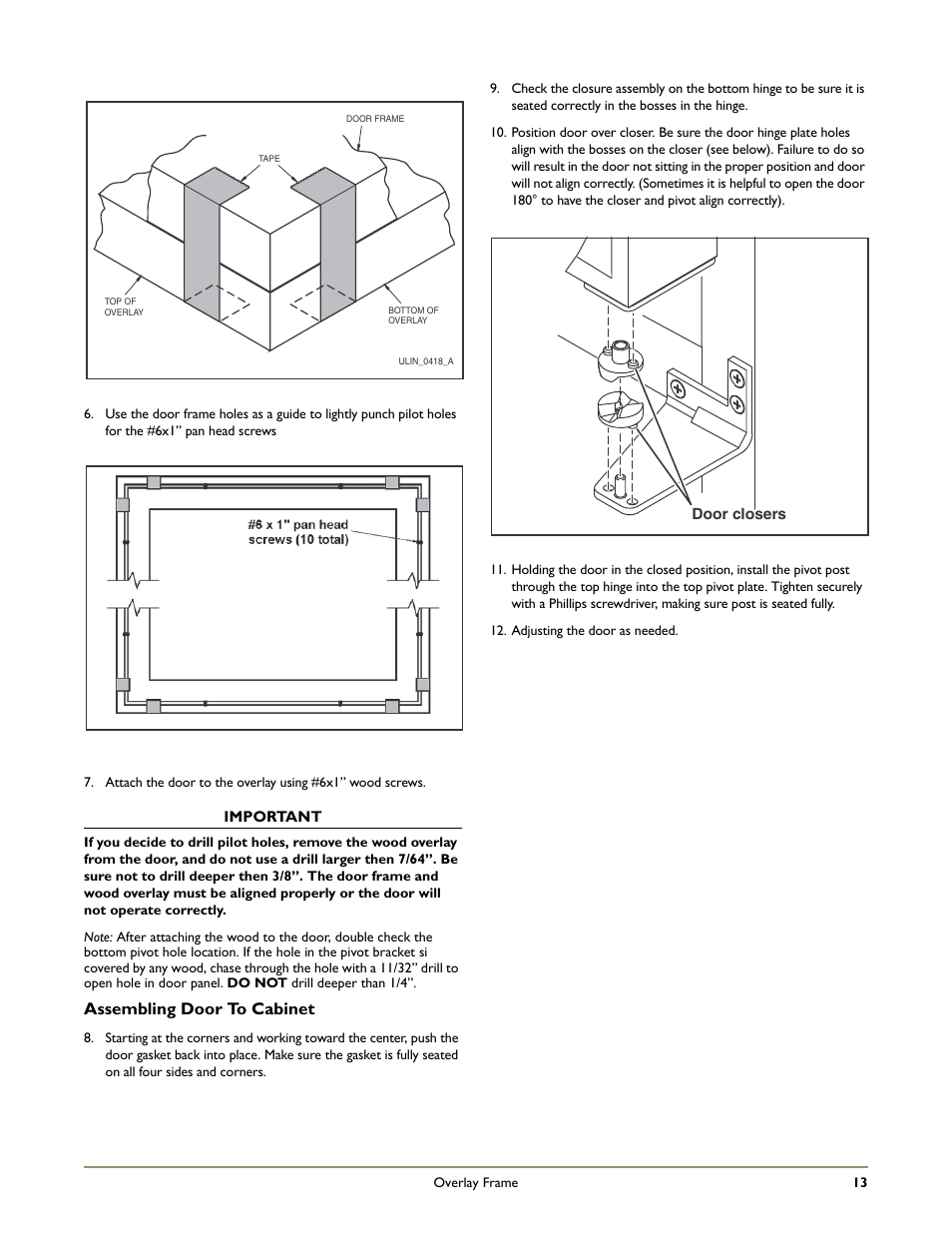 Assembling door to cabinet | U-Line 2175BEVC  EN User Manual | Page 15 / 17