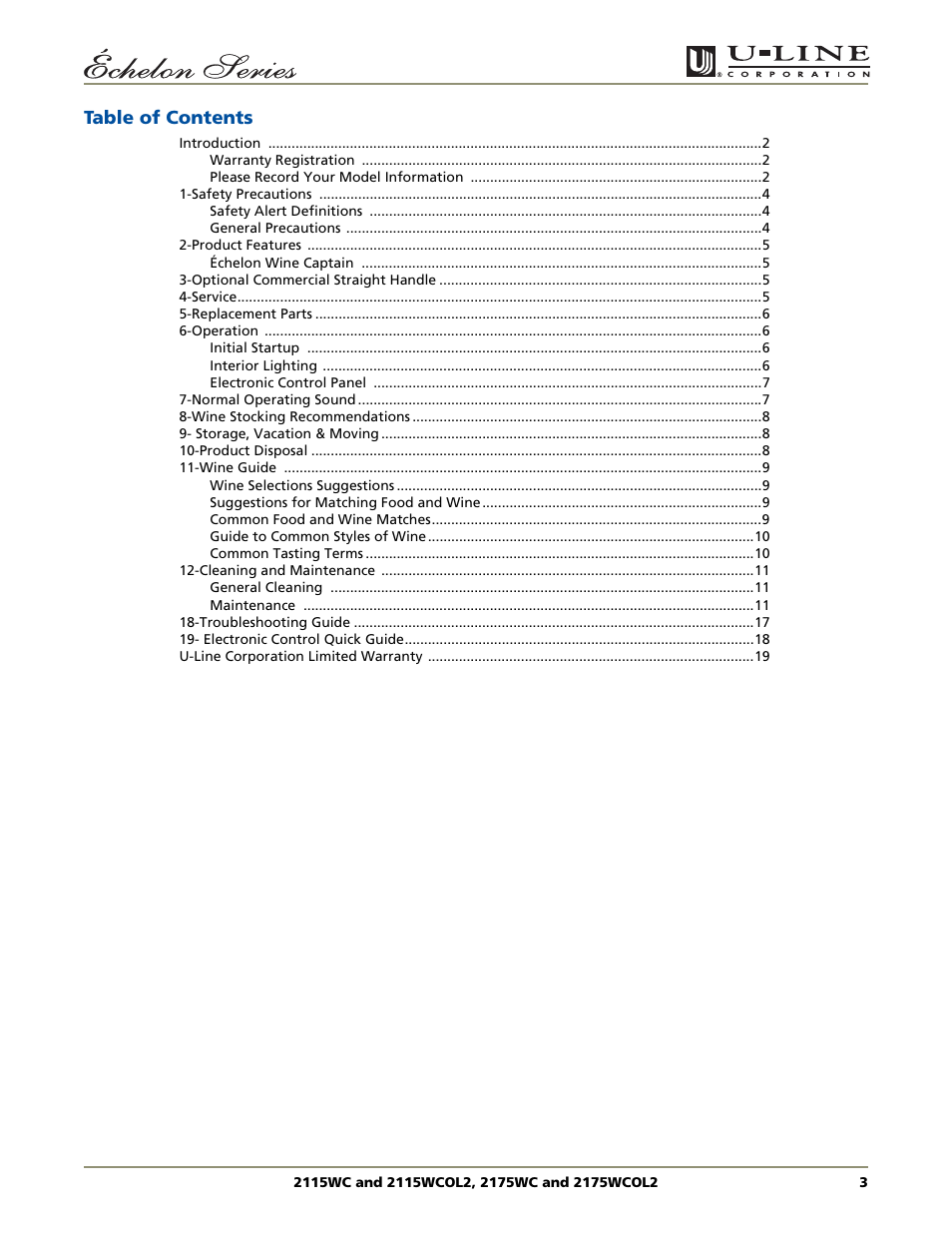 U-Line 2115WCOL2 User Manual | Page 3 / 20