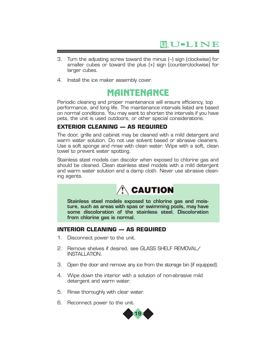 Maintenance | U-Line pmn User Manual | Page 21 / 32