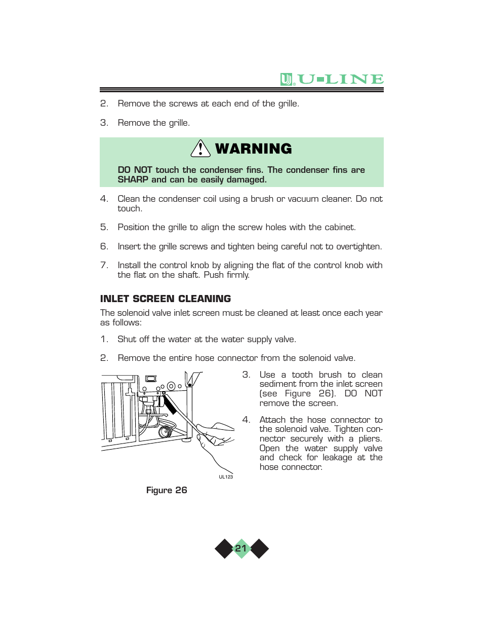 Warning | U-Line pmn User Manual | Page 23 / 32