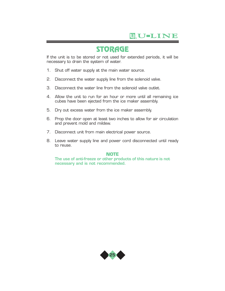 Storage | U-Line pmn User Manual | Page 27 / 32