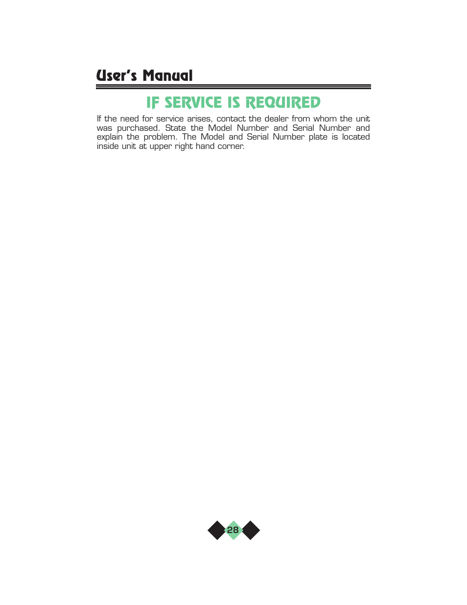 User’s manual if service is required | U-Line pmn User Manual | Page 30 / 32