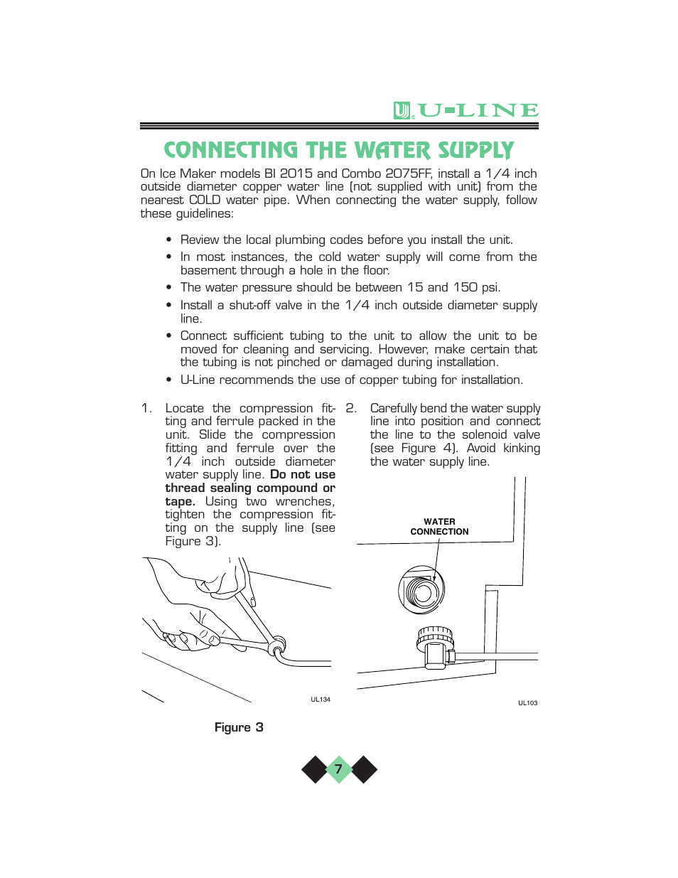 Connecting the water supply | U-Line pmn User Manual | Page 9 / 32