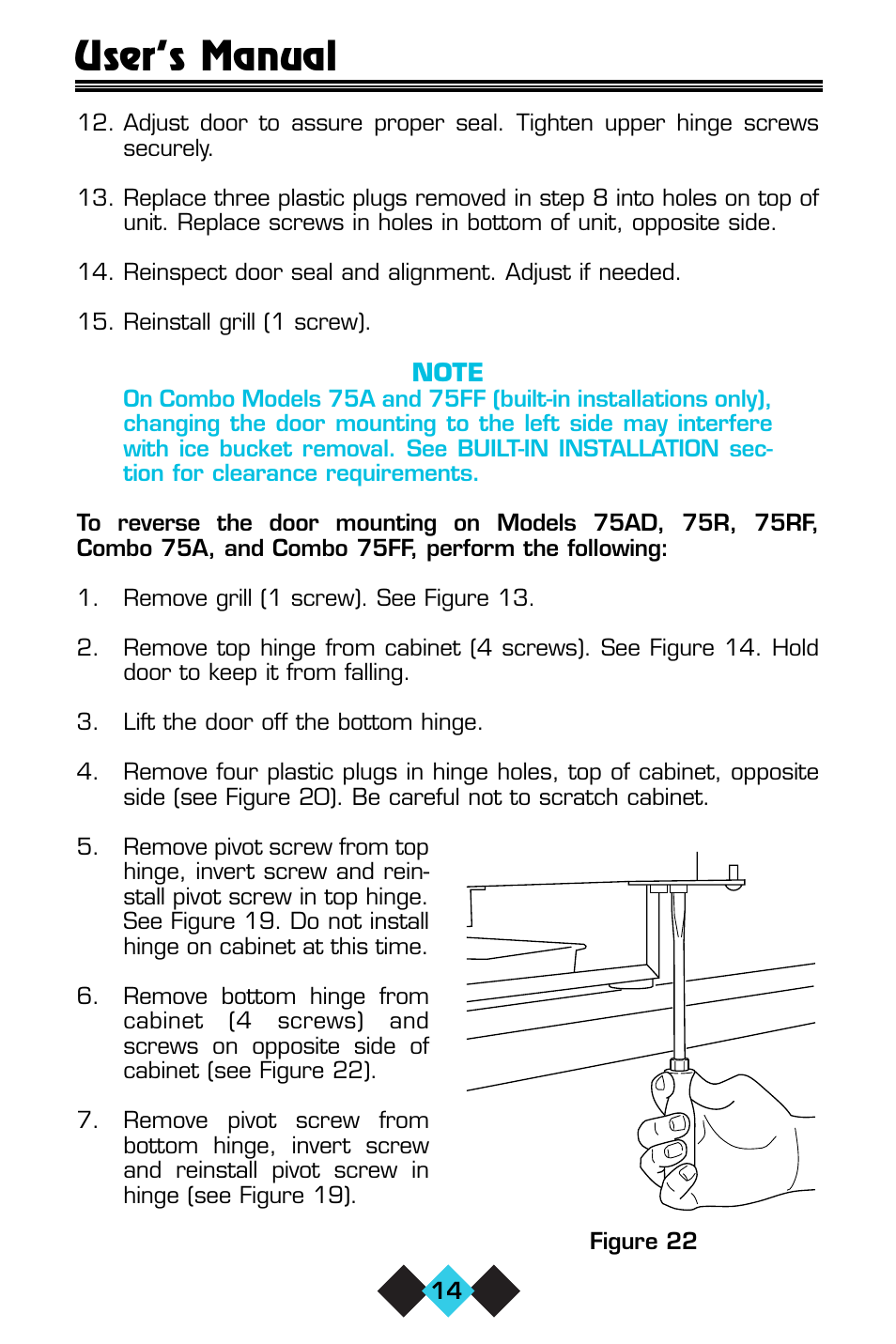 User’s manual | U-Line ICE-MAKER/REFRIGERATOR User Manual | Page 16 / 33