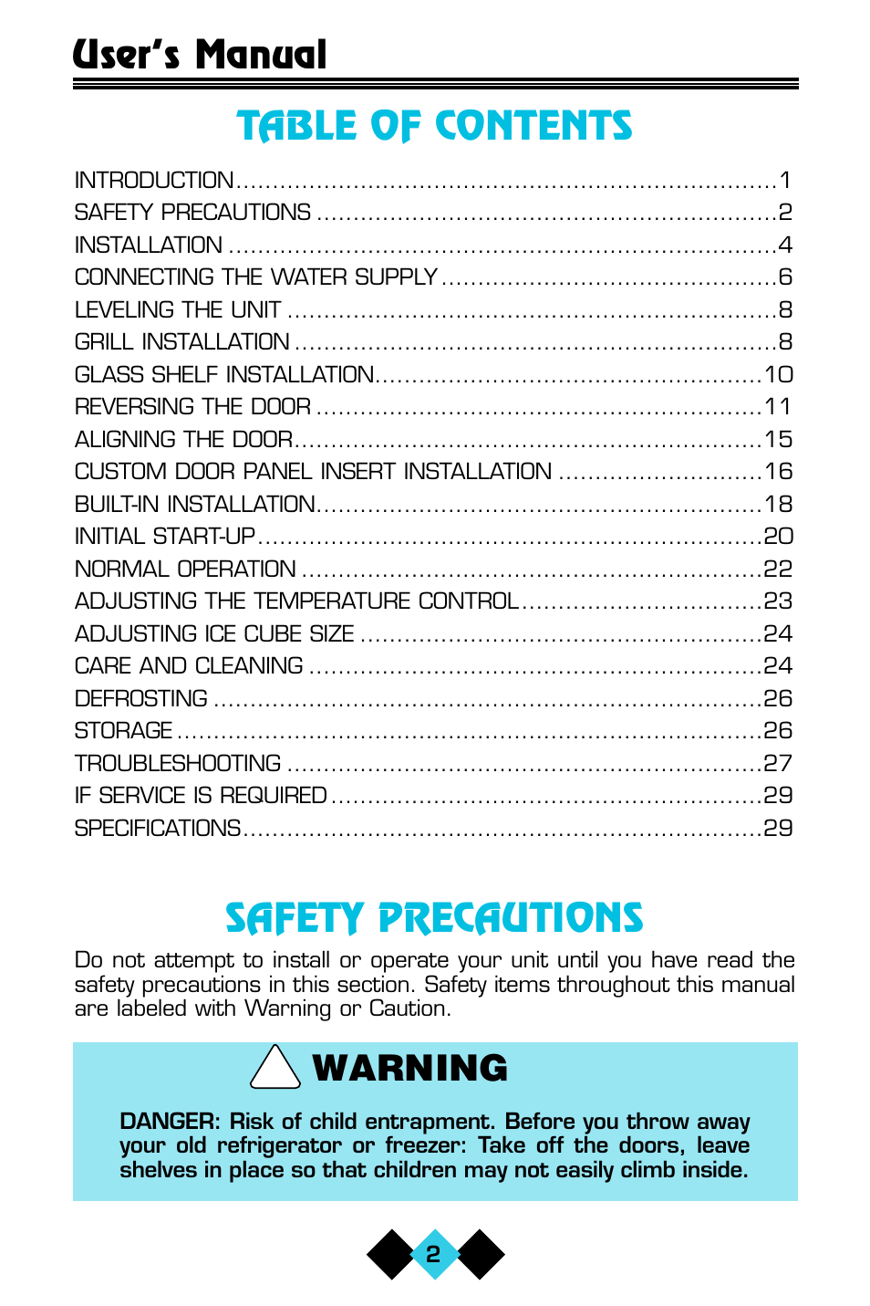 U-Line ICE-MAKER/REFRIGERATOR User Manual | Page 4 / 33