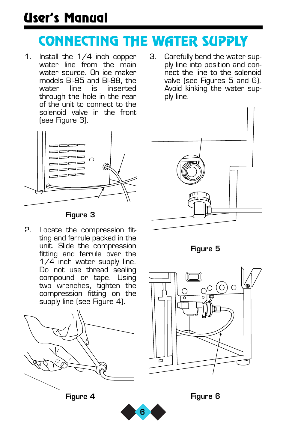 Connecting the water supply, User’s manual | U-Line ICE-MAKER/REFRIGERATOR User Manual | Page 8 / 33