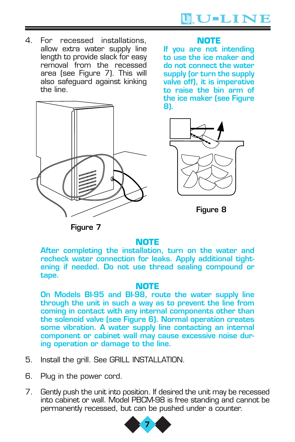 U-Line ICE-MAKER/REFRIGERATOR User Manual | Page 9 / 33