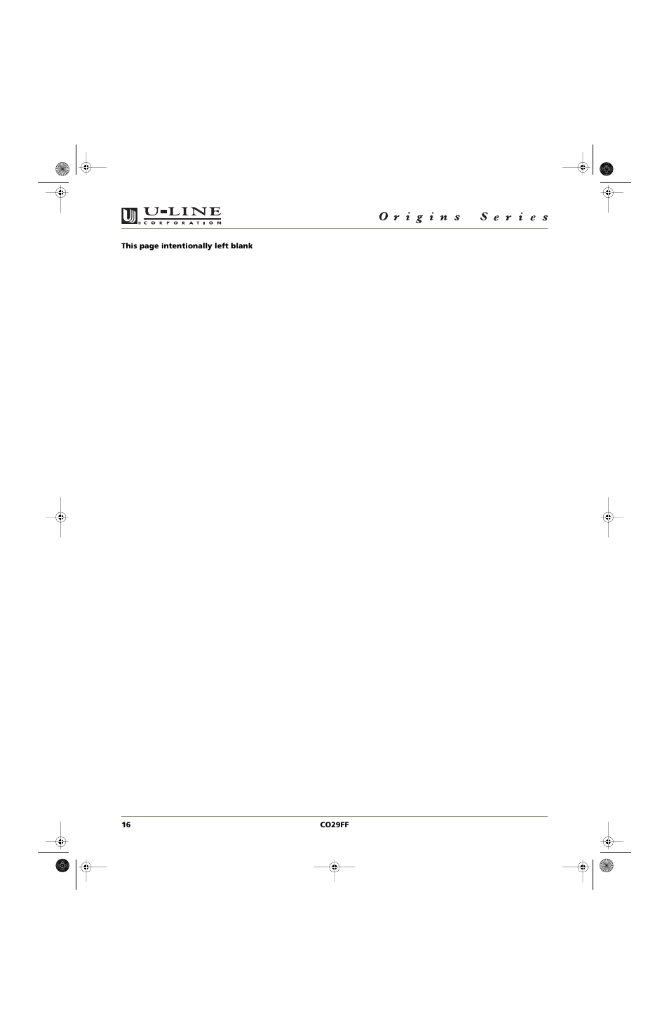 U-Line CO29FF User Manual | Page 16 / 20