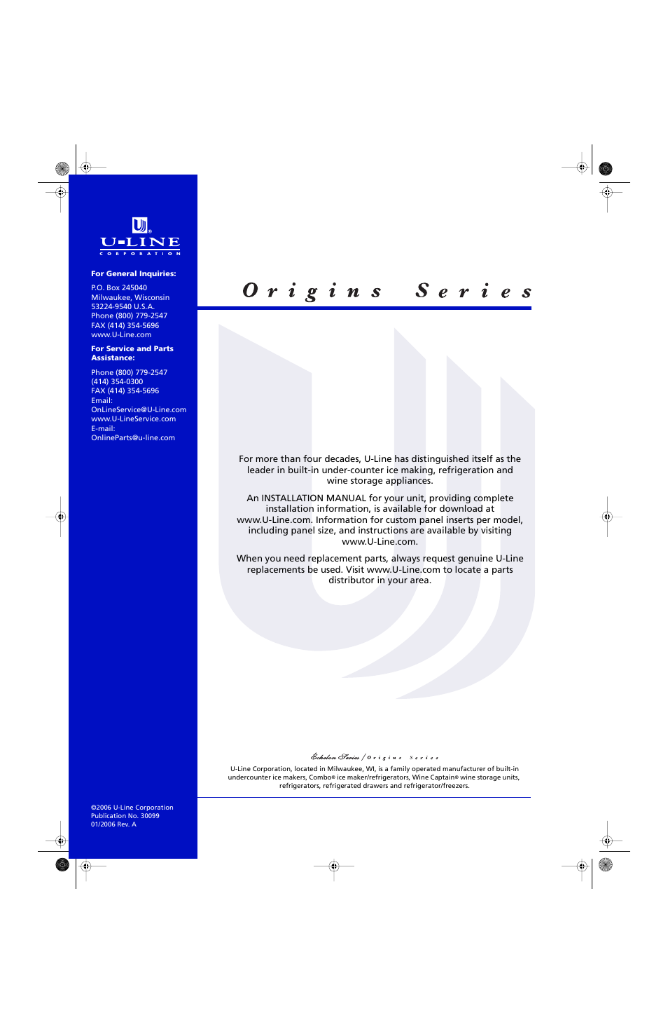 U-Line CO29FF User Manual | Page 20 / 20