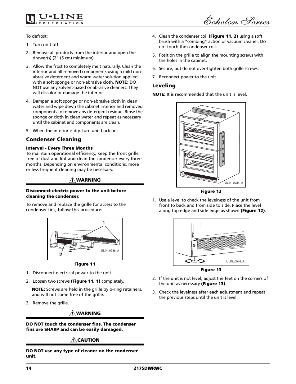 U-Line 2175DWRWC User Manual | Page 14 / 20