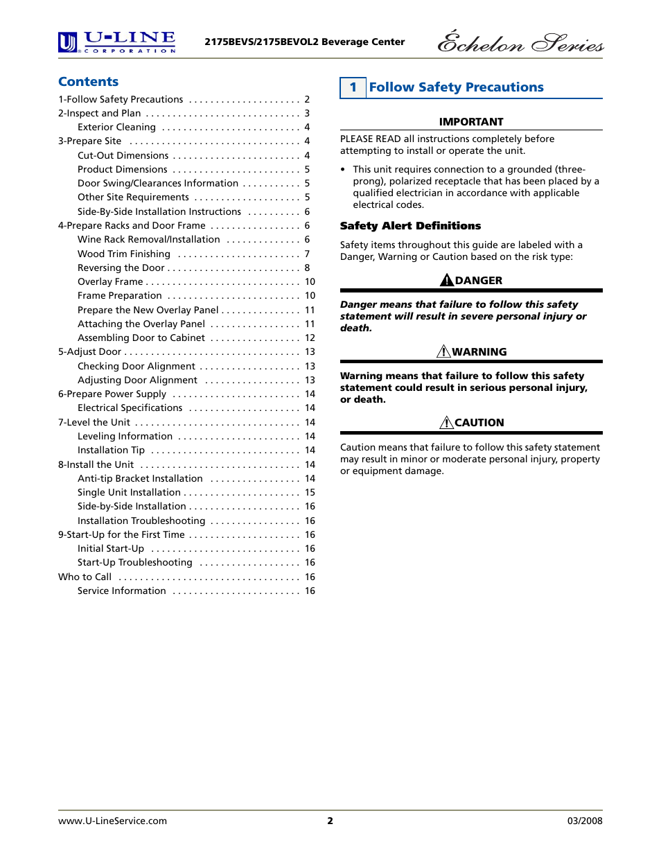U-Line 2175BEVOL2 User Manual | Page 2 / 17