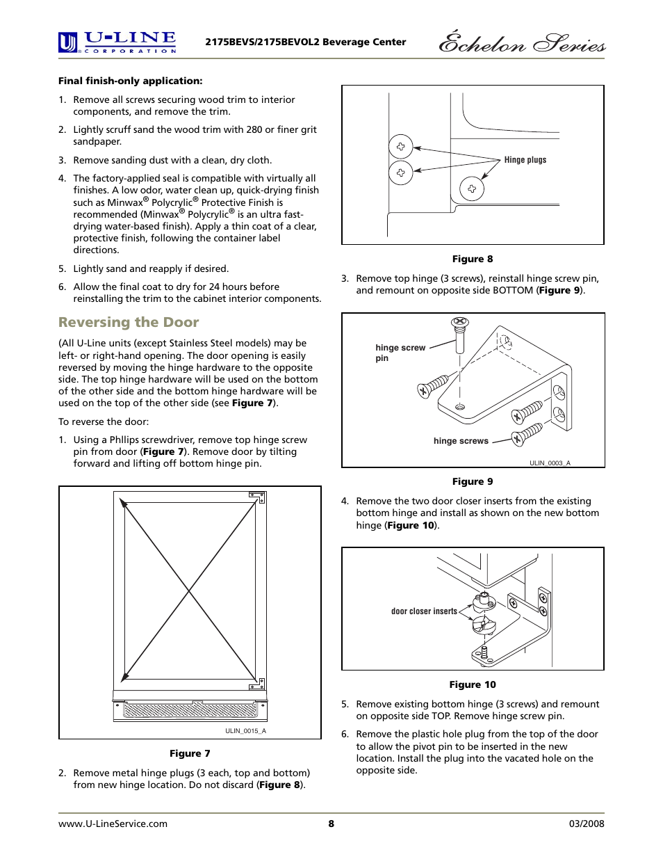 Reversing the door | U-Line 2175BEVOL2 User Manual | Page 8 / 17