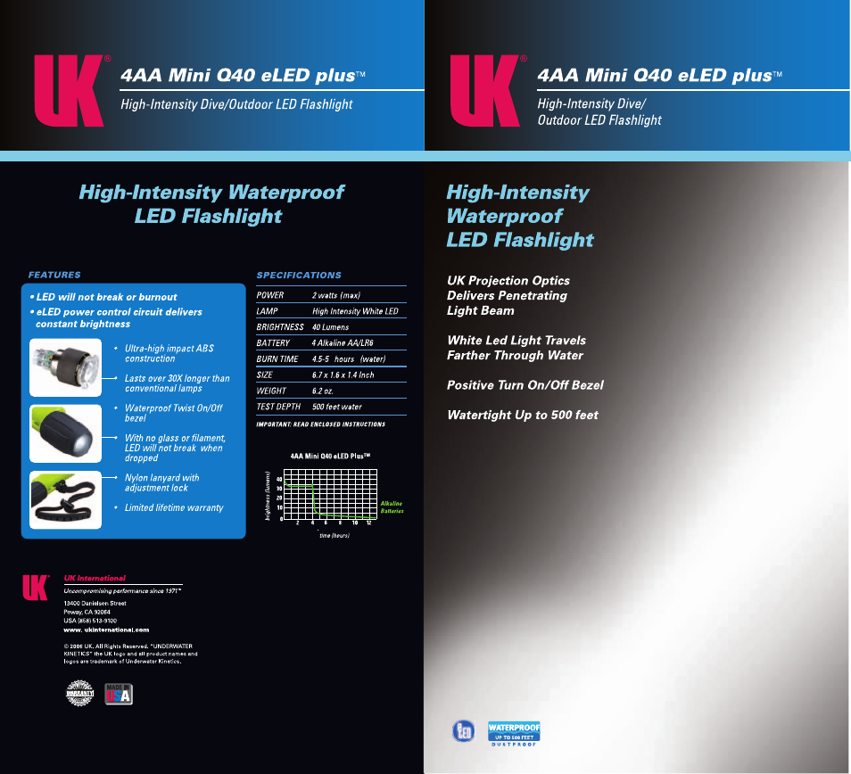 Underwater Kinetics 4AA Mini Q40 User Manual | 2 pages