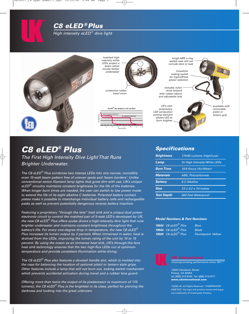 Underwater Kinetics C8 eLED Plus User Manual | 1 page