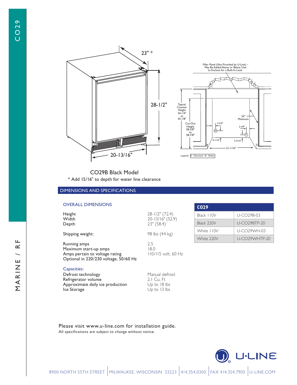 Co 2 9 m a r in e / r f, Co29b black model | Uline CO29 User Manual | Page 2 / 2