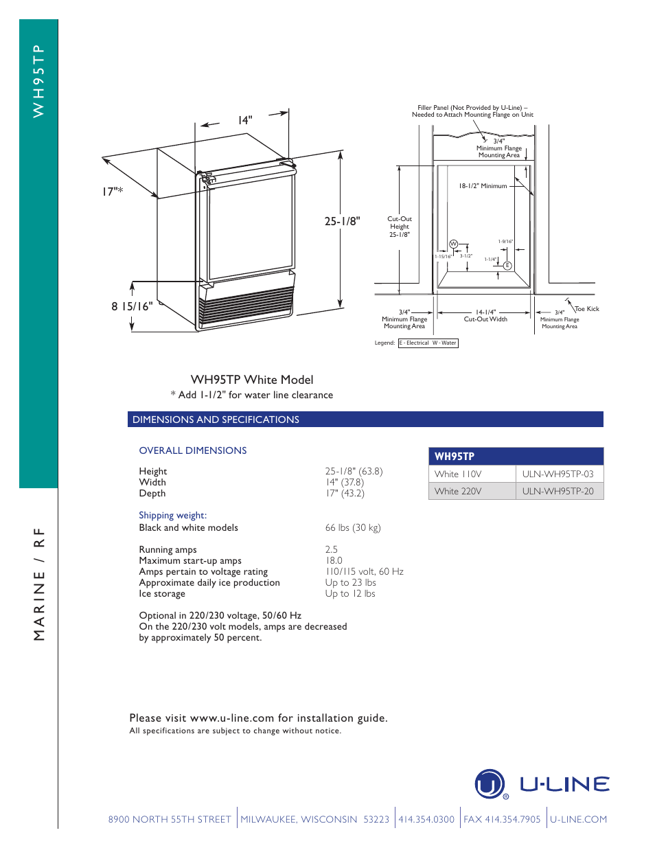 Wh95tp white model | Uline U WH95TP User Manual | Page 2 / 2